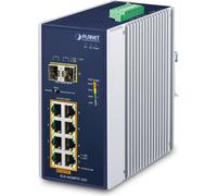 PLANET Industrial 8-Port GE 802.3at PoE + 2 1000X SFP +12V