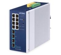 Planet IGS-4215-8T4X IP30 Industrial L2/L4 8-Port 10/100/1000T + 4-Port 10G SFP+ Managed Switch (-40~75 degrees C, dual redundant power input on 9~48VDC or 24VAC terminal block, DIDO, Type-C console p