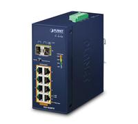 Planet Commutateur Ethernet non géré IP30 Ind 8‑ports Gigabit 10/100/1000 PoE Bleu