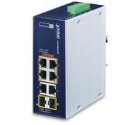 PLANET IP30 Industrial 4-Port Non-géré Gigabit Ethernet (10/100/1000) Connexion Ethernet, supportant l'alimentation via ce port (PoE) Bleu, Blanc