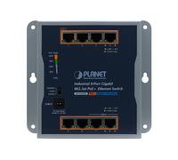 PLANET IP30 Industrial 8-Port Non-géré Gigabit Ethernet (10/100/1000) Connexion Ethernet, supportant l'alimentation via ce port (PoE) Gris