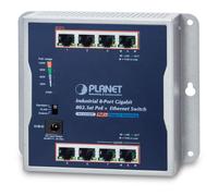 PLANET IP30 Industrial 8-Port Non-géré Gigabit Ethernet (10/100/1000) Connexion Ethernet, supportant l'alimentation via ce port (PoE) Gris