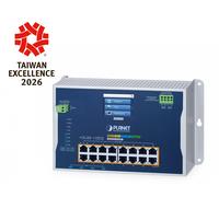 Planet IP30, IPv6/IPv4, L2+ 16-Port 10/100/1000T 802.3bt PoE + 4-Port 10G SFP+ Wall-mount Managed Switch