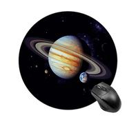 Planet Jupiter Tapis de souris rond amusant en caoutchouc antidérapant pour ordinateur portable 19 x 20 cm pour bureau et maison