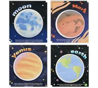 Planet Lot de 8 bloc-notes autocollants en forme de planète, 4 styles de planète, sur le thème de Vénus, de la terre, de Mars, de lune, 7,9 x 7,9 cm, pour salle de classe, bureau, école