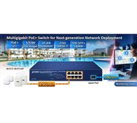 Planet MGS-910XP 8-Port 10/100/1000/2500T 802.3at PoE + 1-Port 10G SFP+ Multigigabit Ethernet Switch (120 Watts PoE Budget, Standard/VLAN mode, desktop size wit