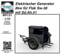 Planet Models MV131 - 1/72 Électrique Générateur 8kw pour Flak Sw-36) Avec Sd.ah