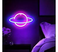 Planet Neon Panneau lumineux LED double alimentation pour mur, esthétique à suspendre au néon Saturne - Chambre, maison, chambre à coucher, décoration de vacances