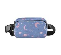 Planet of Peach and Blue Stars Sac à bandoulière mignon pour homme et femme Résistant à l'eau Accessoire de voyage avec sangle réglable pour cyclisme, randonnée, gym, Planète de pêche et étoiles