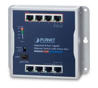 PLANET P30 Industrial 8-Port Non-géré Connexion Ethernet, supportant l'alimentation via ce port (PoE) Bleu, Gris