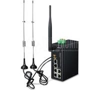 PLANET Passerelle industrielle sans fil 4G LTE cellulaire avec 5 ports 10/100/1000T Ethernet industriel (ICG-2510W-LTE-EU)