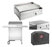 - Plancha électrique en inox Chef 55 cm Avec chariot fermé + couvercle + housse