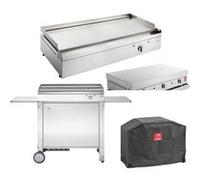 - Plancha électrique en inox Chef 80 cm Avec chariot fermé + couvercle + housse
