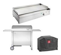 Planet - Plancha électrique en inox Chef 80 cm Avec chariot fermé + housse Gris argent G