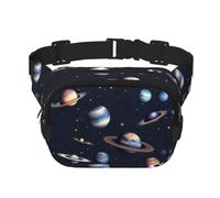 Planet Stars et Voie lactée Imprimé galaxie Sac banane double couche Sac banane de voyage tendance pour homme et femme, noir, One Size