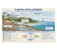 Planet Structure Poster for Elementary Earth Day Lesson Decor | Age appropriate introduction to land ocean air and living things as interconnected systems(Unframed,08x12inch(20x30cm))
