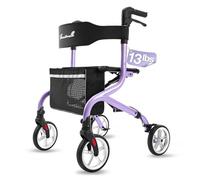 PLANET WALK Déambulateur super léger pour personnes âgées, déambulateur pliable avec siège et roues en caoutchouc de 20,3 cm pour tous les terrains, cadre en aluminium au design unique, déambulateur