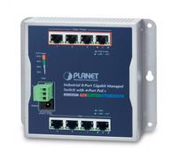 PLANET Commutateur réseau géré WGS-804HPT – 8x Gigabit (4 PoE+), 144 W PoE+, montage rail DIN, Noir