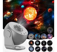 Planetarium 13 in 1 LED Galaxy Star Projector with 12 Movie Discs for Kids Starry Sky Projector Night Lamp for Bedroom,Living Room,Party,Grey