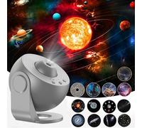 Planetarium Projecteur d'étoiles 13 en 1 LED Galaxie avec 12 disques de film pour enfants Ciel étoilé Projecteur Lampe de nuit pour chambre à coucher, salon, fête, gris