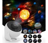 Planetarium Projecteur d'Étoiles 13 En 1 Led Galaxy Projecteurs Lumière Avec 12 Disques De Film Pour Enfants Projecteur Ciel Étoilé Lampe Pour Chambre à Coucher, Salon, Fête (Noir + Blanc)