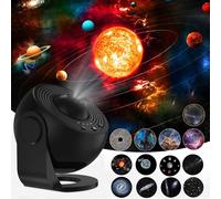 Planetarium Star Projector,3 In 1 Led Galaxy Projector Light With 12 Film Discs For Children Starry Sky Projector Lamp For Bedroom,Living Room,Party,Black