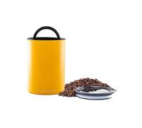 Airscape Boîte de conservation pour café et aliments - Couvercle hermétique breveté pour préserver la fraîcheur des aliments, acier inoxydable, (taille moyenne, jaune mat)