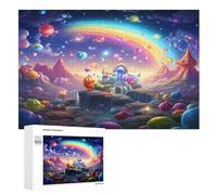 planète Arc-en-Ciel Puzzles 1000 Pièces Adultes, Puzzle en Bois Jeux D'adresse pour Toute La Famille,Jeu De Team Building （75×50cm）