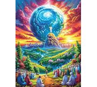 Planète bleue géante tourbillonnante avec une scène de pèlerinage 1000 Pieces Casse-tête Collectionneur En Carton Haute Densité Scène de conte de fées dessin animé Haute Difficulté Décoration Murale C