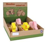 PLANÈTE BOIS - Pack de 6 Animaux À Roulette - FSC - 030187PA - 6 pièces - Multicolore - Bois - FSC - Jeu pour Enfant - Récréation - Kermesse - Pâques - 10 cm x 8 cm - À Partir de 12 Mois
