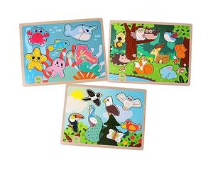 PLANÈTE Bois - Puzzle Terre Mer Ciel - FSC - Jeu Educatif - Première Réflexions - 052463A - 8 Pièces - Modèle Aléatoire - Bois - Jeu pour Enfant - Puzzle Enfant - 30 cm x 22,5 cm - À Partir de 2 Ans