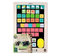 PLANÈTE Bois - Tablette Ardoise Magnétique Calendrier - FSC - 030242-43 pièces - Multicolore - Bois - Jeu pour Enfant - Tableau - Montessori - 27 cm x 18 cm - À Partir de 3 Ans
