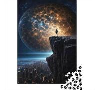 Planète Cosmique Vue Nocturne de la Ville Puzzle 1000 Pièces Puzzle pour Adultes Papier Jeu de Puzzle en Famille Relaxation Focus 52x38cm/1000pcs