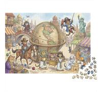 Planète des Chats Puzzle 1000 Pièces Adultes Et Enfants,Défi,Dès 14 Ans,Déco Murale Kitten,Jeu Éducatif,Premium,Carton, Anti-Stress,Détente,Casse-tête 52x38cm