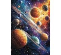 PlanèTe Diamond Painting Adulte, Diamond Painting Ciel éToilé Broderie Diamant 5D DIY Diamant Cristal Strass Point de Croix Loisirs Créatifs Adultes pour Decoration Maison, Cadeau 40x55 CM -bby2507PJ