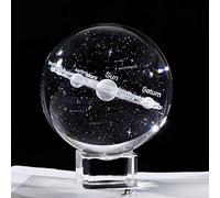 Planète en cristal 3D modèle du système solaire 6 cm Boule gravée étoile filante, décoration de centre de table avec base en cristal, cadeau pour les amateurs d'astronomie