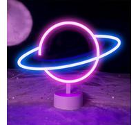 Planète Enseigne lumineuse au LED - décoration murale veilleuse USB/néon à piles pour anniversaire cadeau fête enfants salon décoration