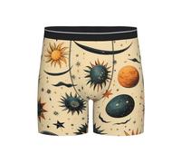 Planète Espace Astronomie Soleil Vintage Homme Caleçons Fitted Boxer Short Classique Caleçon Boxeur Confortale sous-Vêtements L