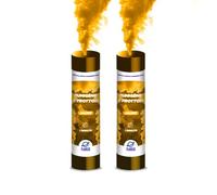 PLANETE FUMIGENE Fumigène a Main 1 MINUTE couleur Jaune - Lot de 2 - Allumage Frottoir, durée 60 secondes, fumigene artifice couleur à tenir en Main - fumigene a main - Catégorie F1 - LIVRAISON 24/48H