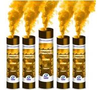 PLANETE FUMIGENE Fumigène a Main 1 MINUTE couleur Jaune - Lot de 5 - Allumage Frottoir, durée 60 secondes, fumigene couleur à tenir en Main - fumigene a main - Catégorie F1 - Autre G