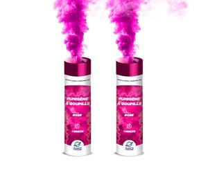 PLANETE FUMIGENE Fumigène a Main 1 MINUTE couleurRose, Lot de 2, Déclenchement à Goupille, durée 60 secondes, torche couleur à tenir en Main, fumigene a main