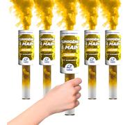 Planete Fumigene Fumigène Torche Main Jaune 45 Secondes Lot de 5 | Durée 45 Secondes, Déclenchement Mèche, Fumée Jaune Dense, Catégorie T1, Usage Main ou Sol, Conformité CE