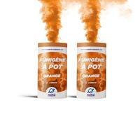 PLANETE FUMIGENE Lot de 2 Fumigènes en Pot 2 MINUTES couleur Orange - Allumage à mèche, durée 120 secondes, fumigene couleur à poser au Sol - fumigene pot au sol Catégorie F1 - LIVRAISON 24/48H