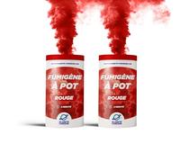 PLANETE FUMIGENE Lot de 2 Fumigènes en Pot 2 MINUTES couleur Rouge - Allumage à mèche, durée 120 secondes, fumigene couleur à poser au Sol - fumigene pot au sol Catégorie F1 - LIVRAISON 24/48H