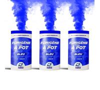 PLANETE FUMIGENE Lot de 3 Fumigènes en Pot 1 MINUTE couleur Bleu - Allumage à mèche, durée 60 secondes, fumige