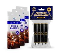 PLANETE FUMIGENE Lot de 4 Fontaines à Gateaux 1 Minute + 30 Cierge Magique 40 Secondes, idéal pour Décoration de Gateaux, Bougie étincelante Accessoire déco pour anniversaire Catégorie F1