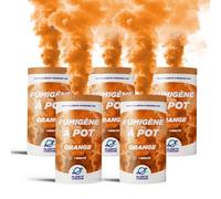PLANETE FUMIGENE Lot de 5 Fumigènes en Pot 1 MINUTE couleur Orange - Allumage à mèche, durée 60 secondes, fumigene couleur à poser au Sol - fumigene pot au sol Catégorie F1 - LIVRAISON 24/48H