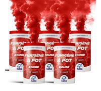 PLANETE FUMIGENE Lot de 5 Fumigènes en Pot 1 MINUTE couleur Rouge - Allumage à mèche, durée 60 secondes, fumigene couleur à poser au Sol - fumigene pot au sol Catégorie F1 - LIVRAISON 24/48H
