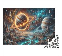 Planète géante brûlantePuzzle Premium 1000 Pièces en Papier Recy oubles Anneaux cosmiques pour Adolescents 12+ Anti-Stress Activité Intérieure Cadeau 38x26cm/1000pcs