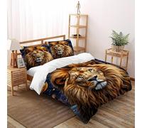 Planète Lion 3 Pièces Faune sauvageThème 3D Nordic Style Youth Housse De Couette,Doux Et Confortable Convient Aux Adultes Enfants Super King(260x220cm)